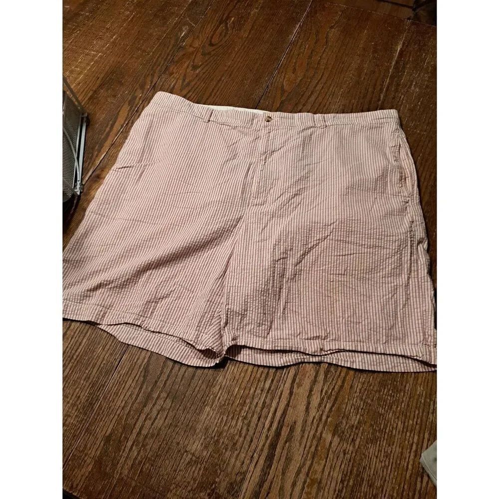 Tommy Hilfiger Size 44 Red & White Striped Cotton Shorts Pockets & Belt Loops